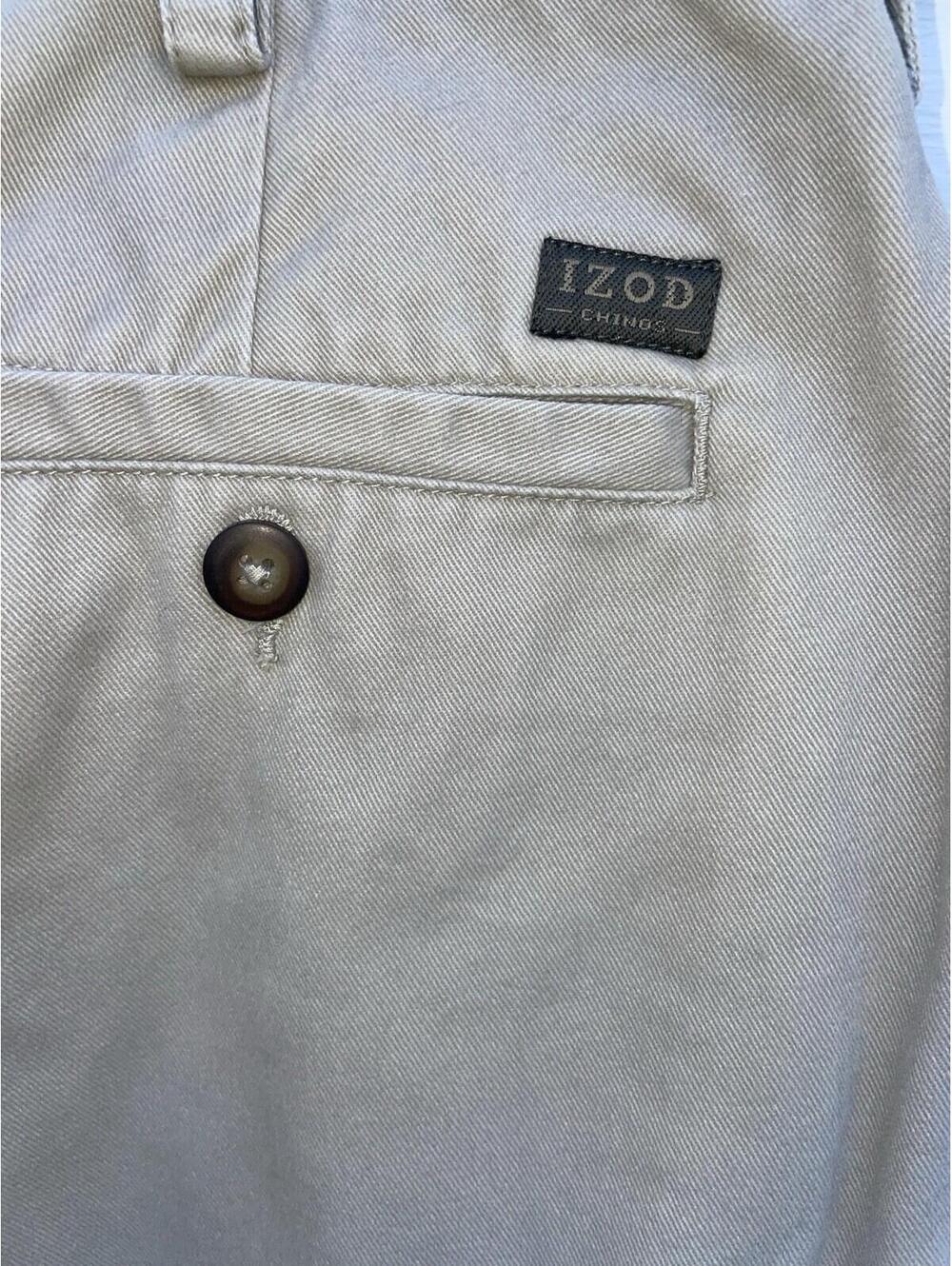 Izod Chino Men’s 36x30 Khaki Casual Pants Straight Leg Flat Front